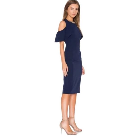 Bardot Navy Blue Cold Shoulder Jessie Dress Size 6 - Picture 3 of 11